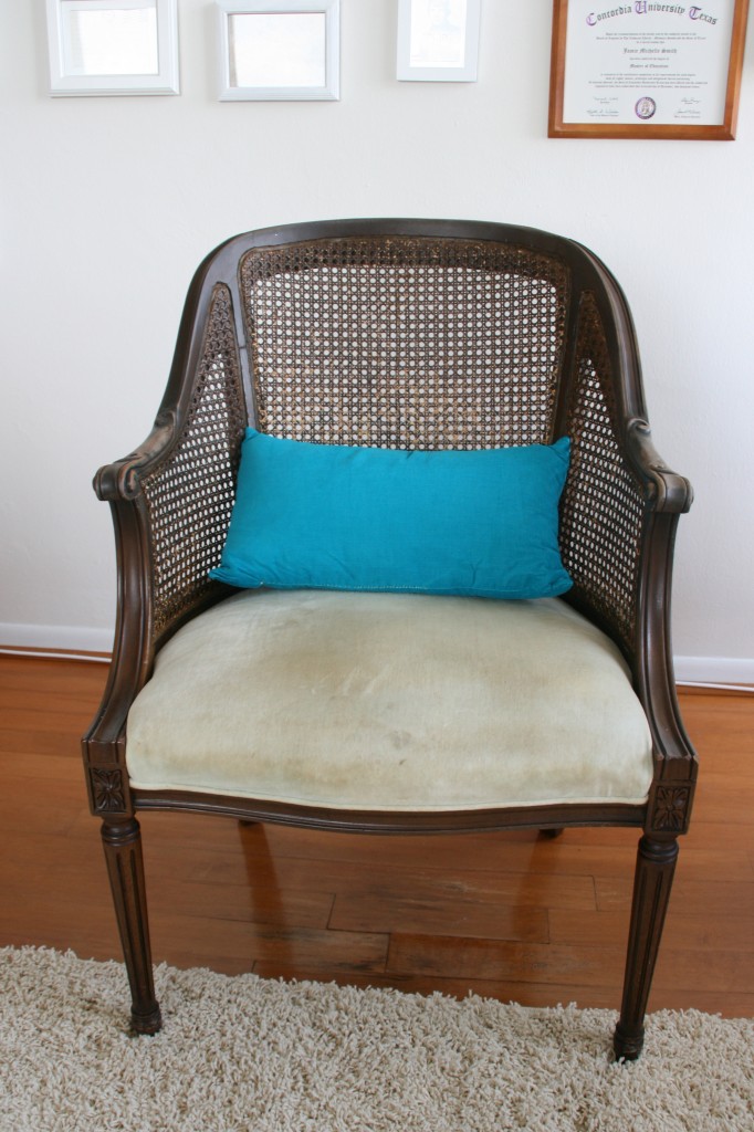 old chair before reupholstery