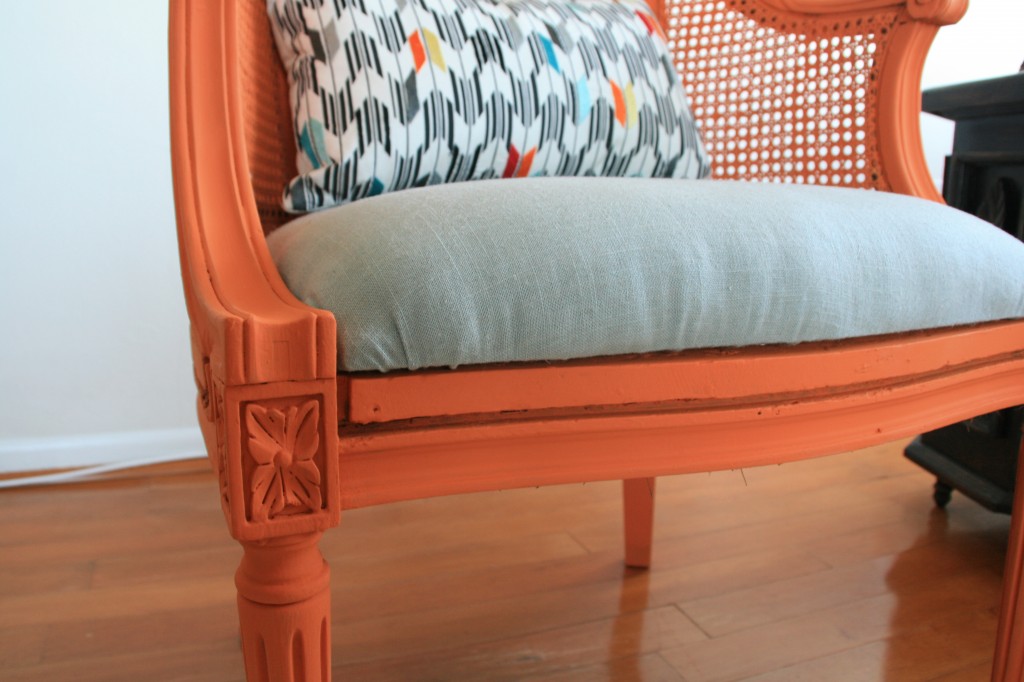 orange wicker chair